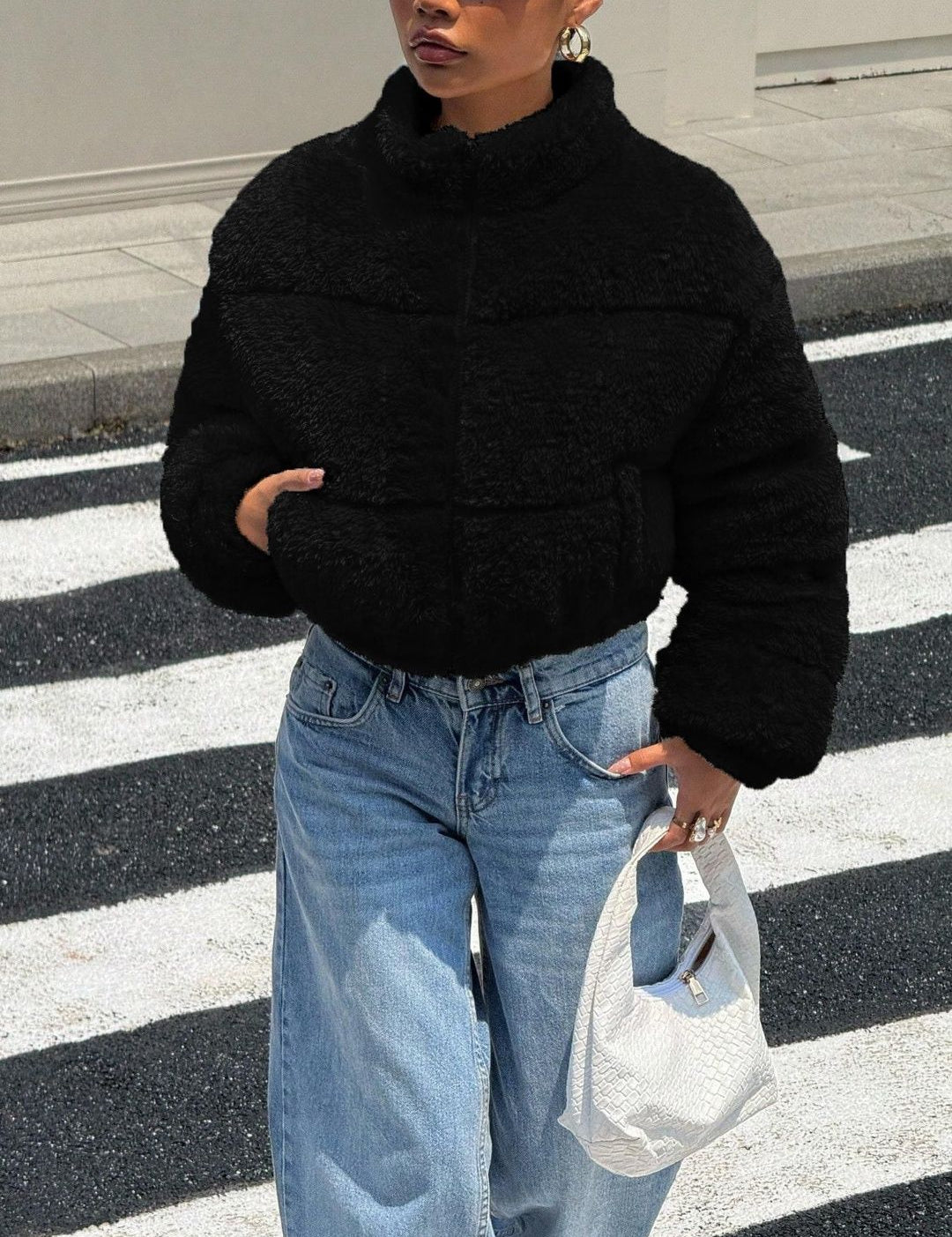 Kotty Women Woollen Crop Open Front Jacket