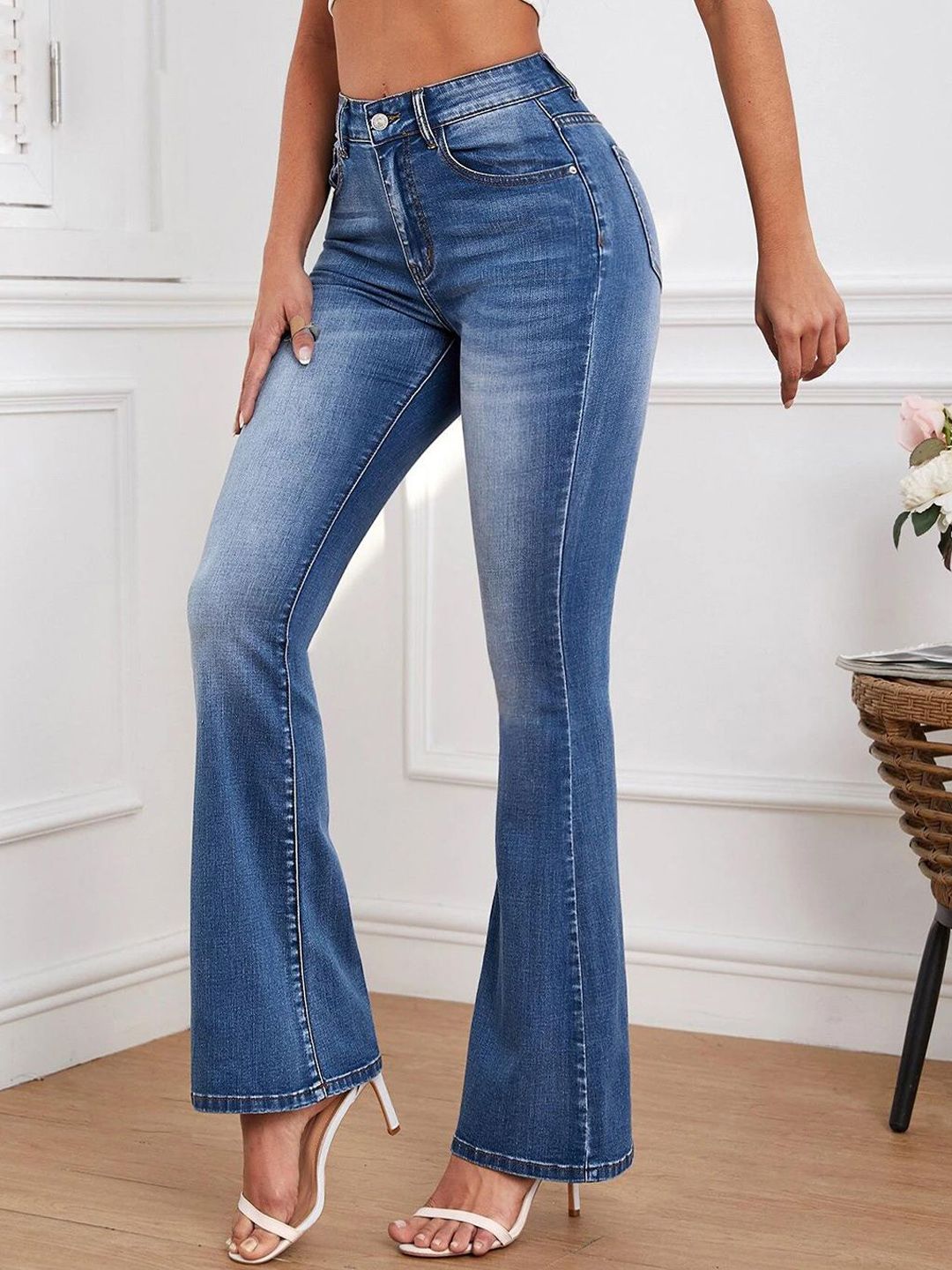 Kotty Women Bootcut High-Rise Cotton Stretchable Jeans