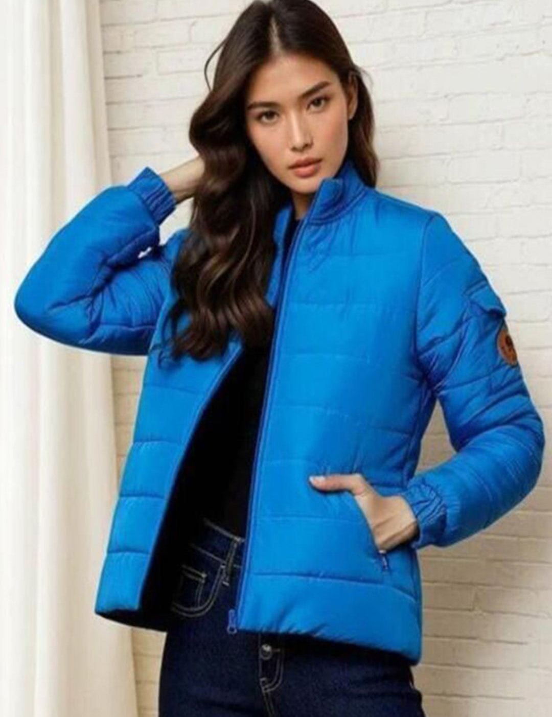 Kotty Women Stand Collar Solid Lightweight Puffer Jacket