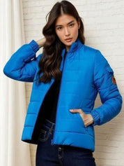 Kotty Women Stand Collar Solid Lightweight Puffer Jacket