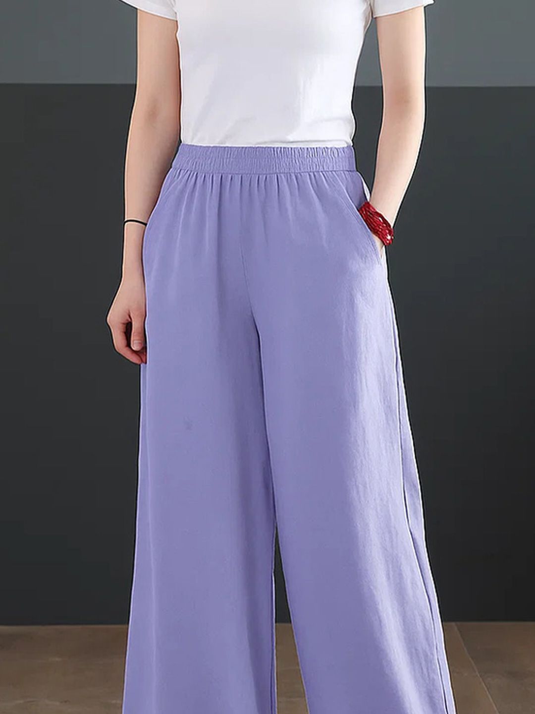 Kotty Women Solid Loose Fit High-Rise Trousers