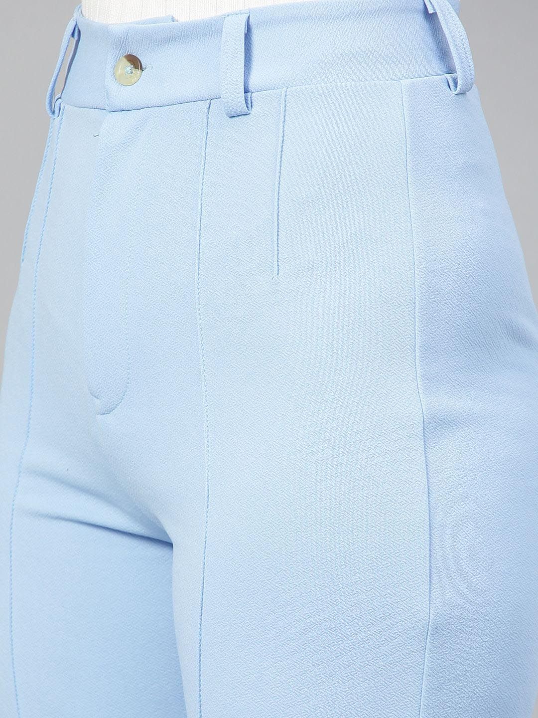 Kotty Women Colourblocked Straight Fit High-Rise Easy Wash Pleated Trousers