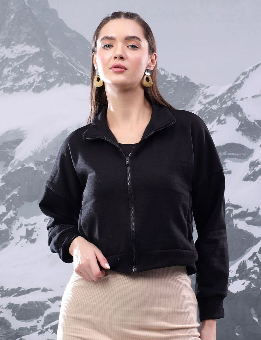 Kotty Women High Neck Full Sleeve Sweatshirt