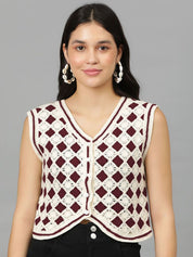 Kotty Women Geometric V-Neck Crop Top