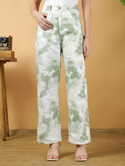 Kotty Women Floral Printed Relaxed Straight Leg Straight Fit Cotton Easy Wash Trousers