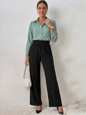 Black Straight Fit High-Rise Trousers for Women | Kotty