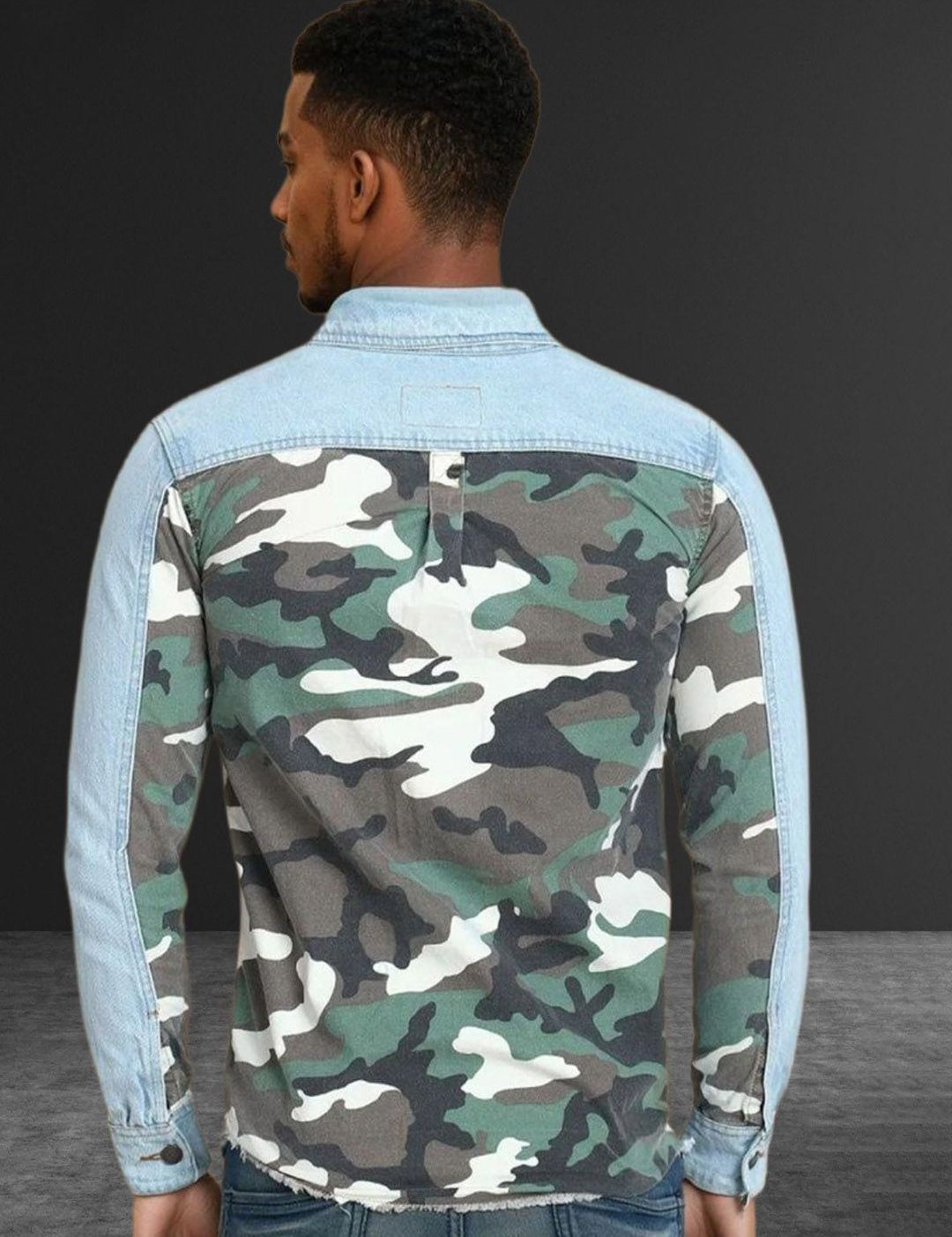 Kotty Abstract Printed Open Front Denim Jacket