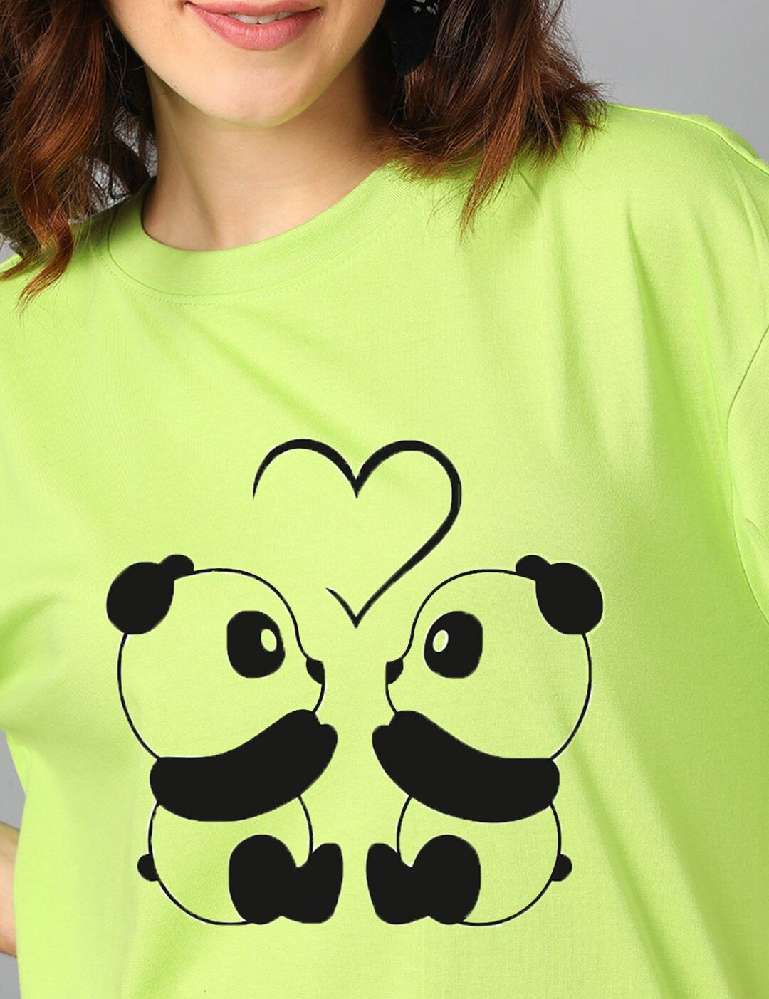 Kotty Green Graphic Printed Drop-Shoulder Sleeves Oversized T-shirt