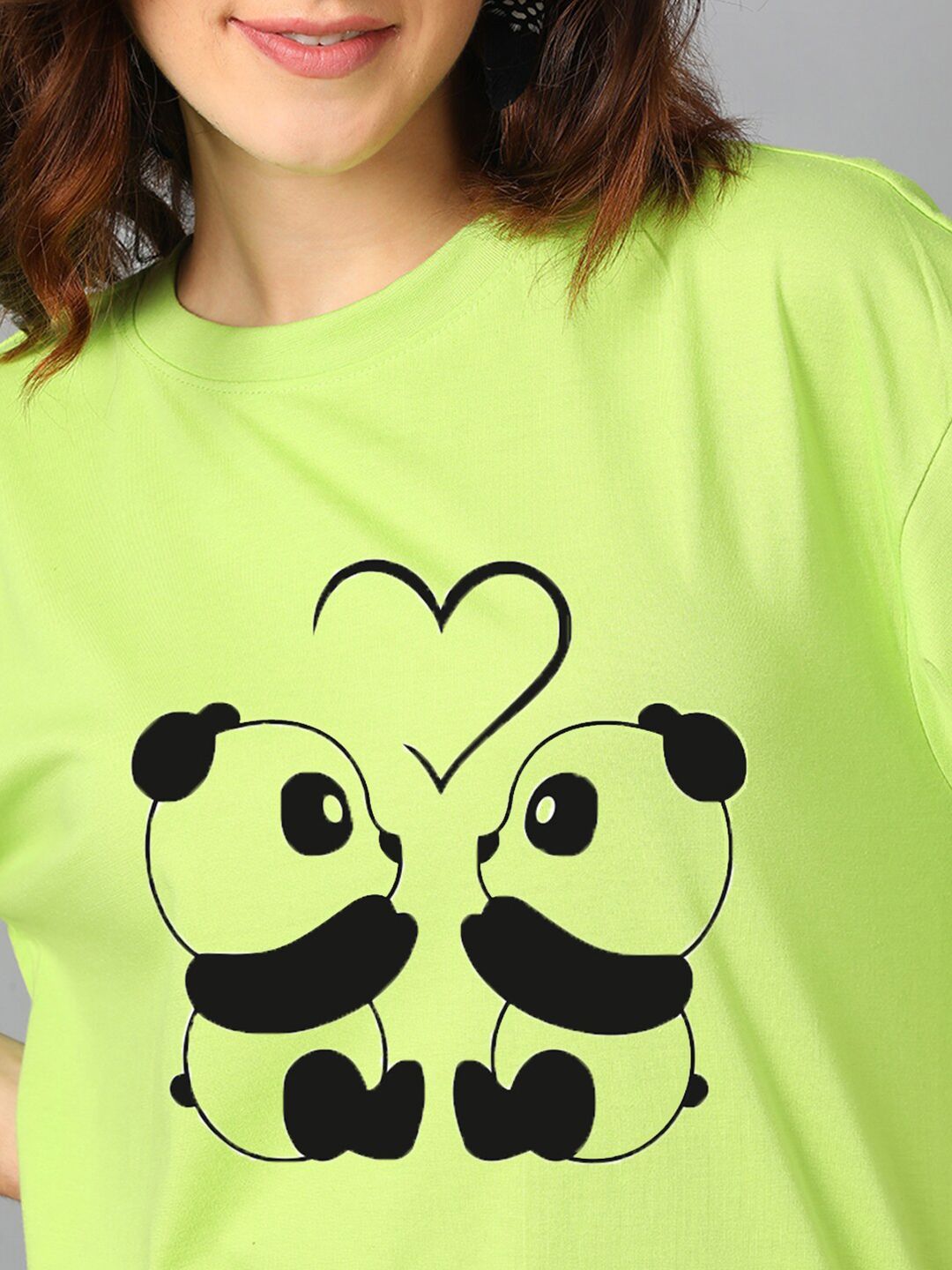 Kotty Green Graphic Printed Drop-Shoulder Sleeves Oversized T-shirt