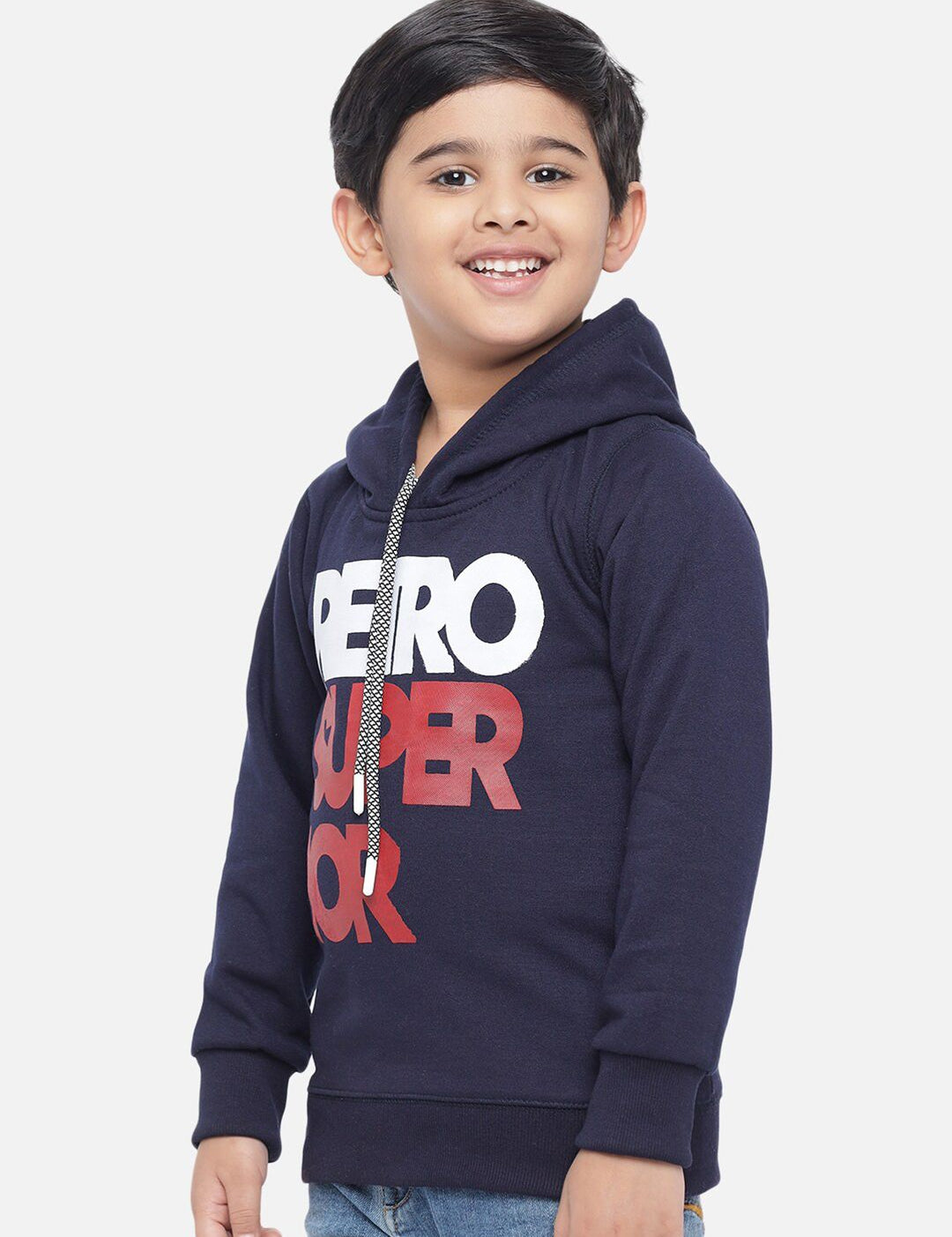 Kotty Boys Blue & Red Printed Hooded Sweatshirt