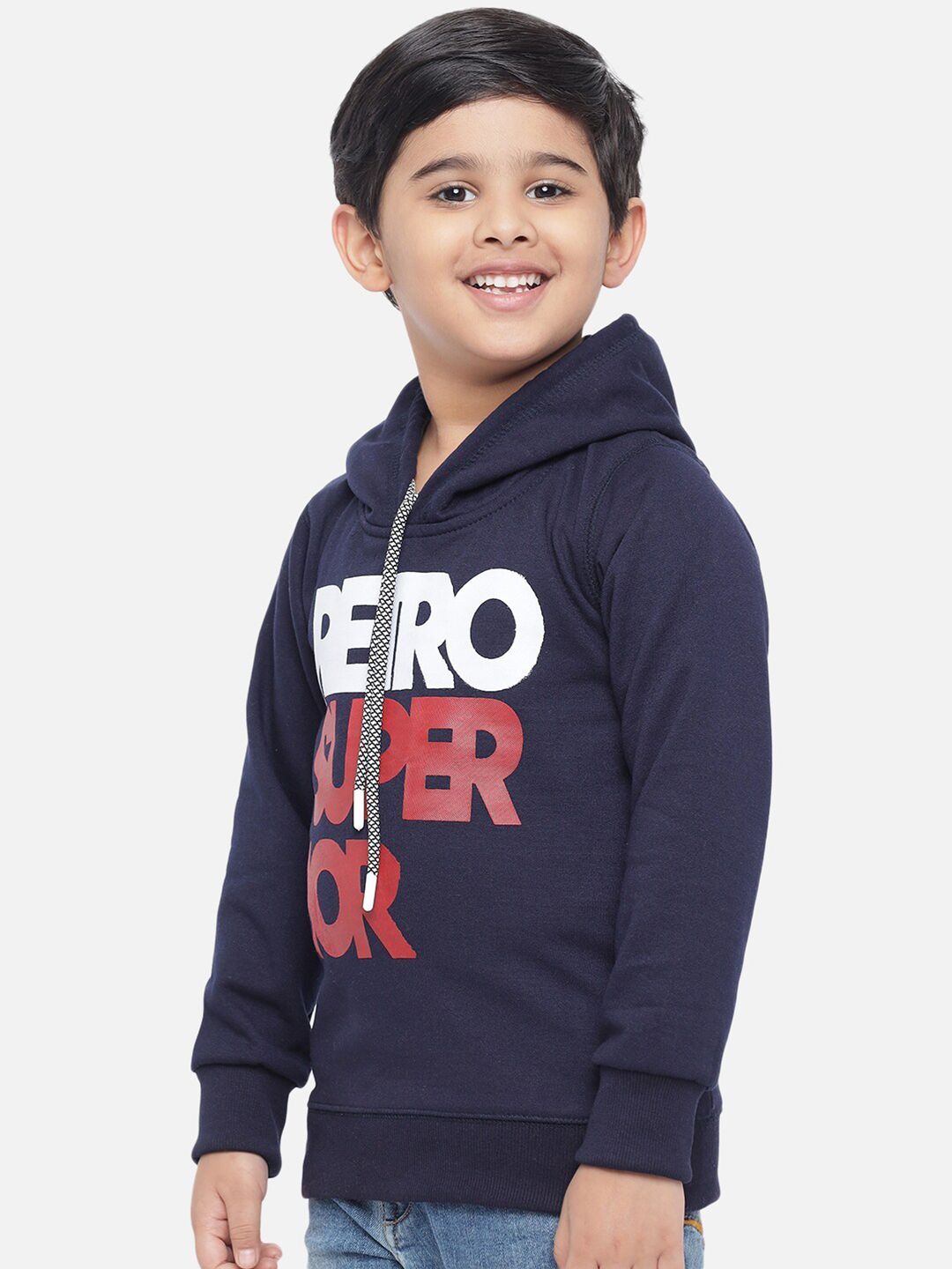 Kotty Boys Blue & Red Printed Hooded Sweatshirt