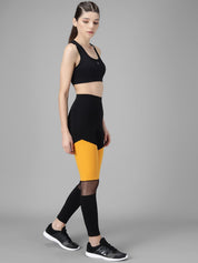 Kotty Women Black & Yellow Colourblocked Tights