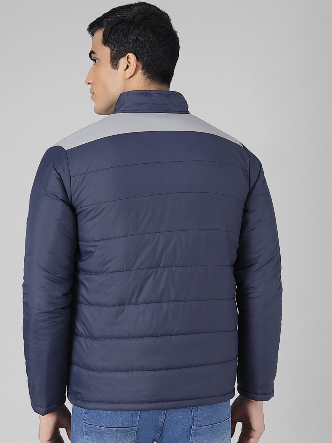 Kotty Men Blue Solid Padded Jacket