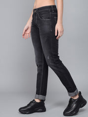 Kotty Women Black Slim Fit High-Rise Light Fade Jeans