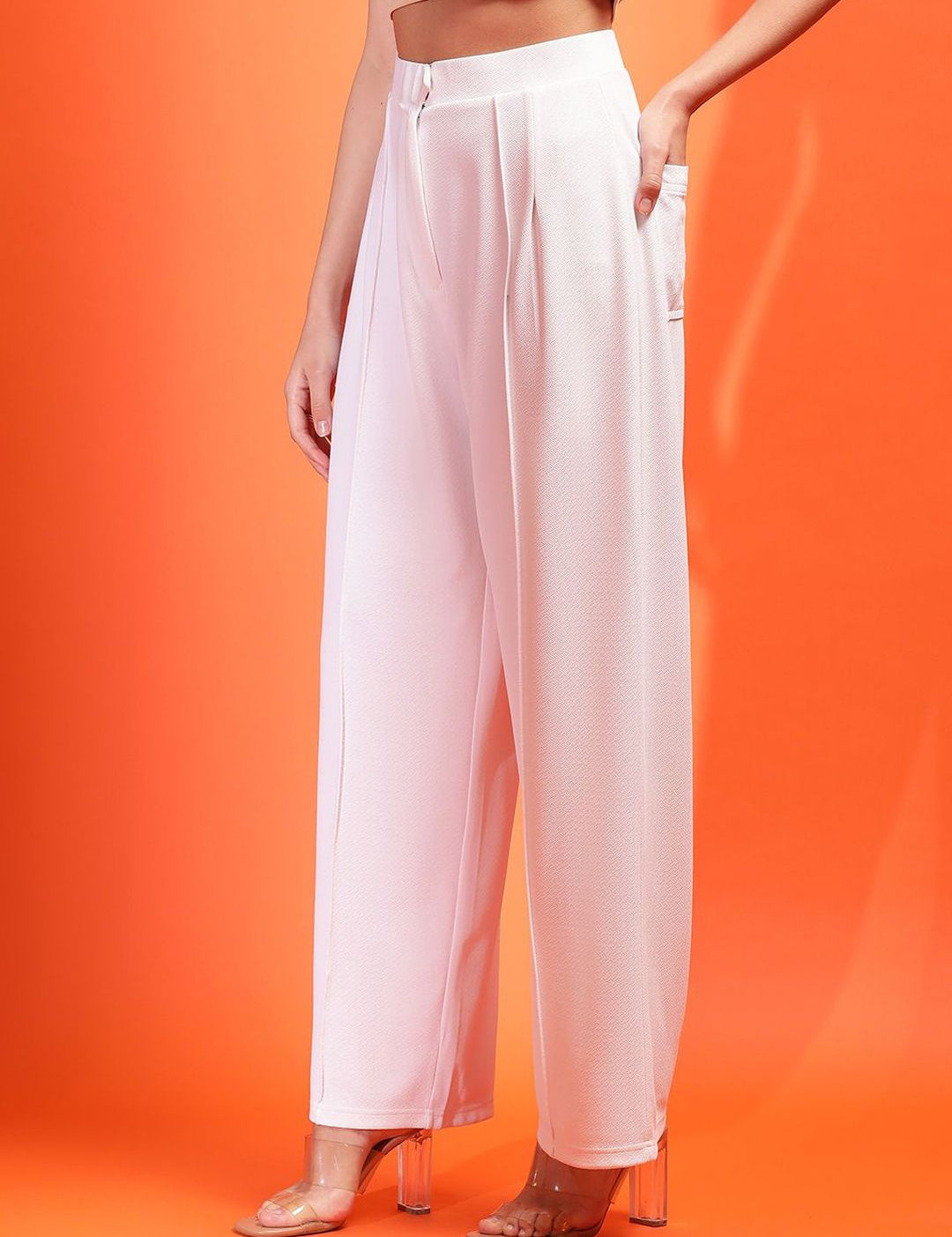 Kotty Women Relaxed Wide Leg High-Rise Easy Wash Trousers