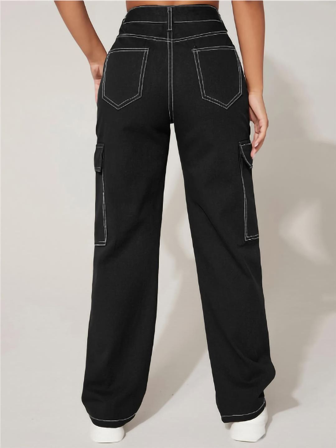 Kotty Women Black Jean Straight Fit High Rise Clean Look Stretchable Jeans