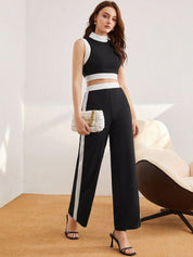 Kotty Black High Neck Top With Trousers