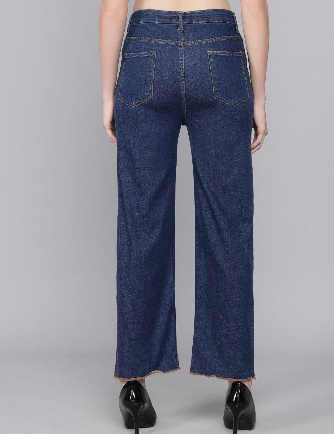 Kotty Women Blue Flared High-Rise Mildly Distressed Jeans