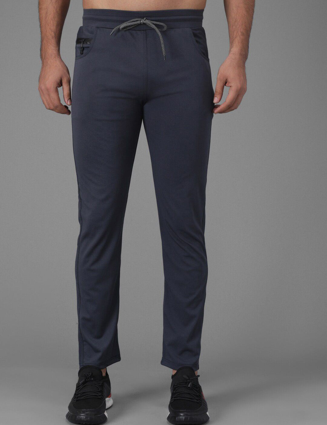 Kotty Men Navy Blue Solid Track Pants