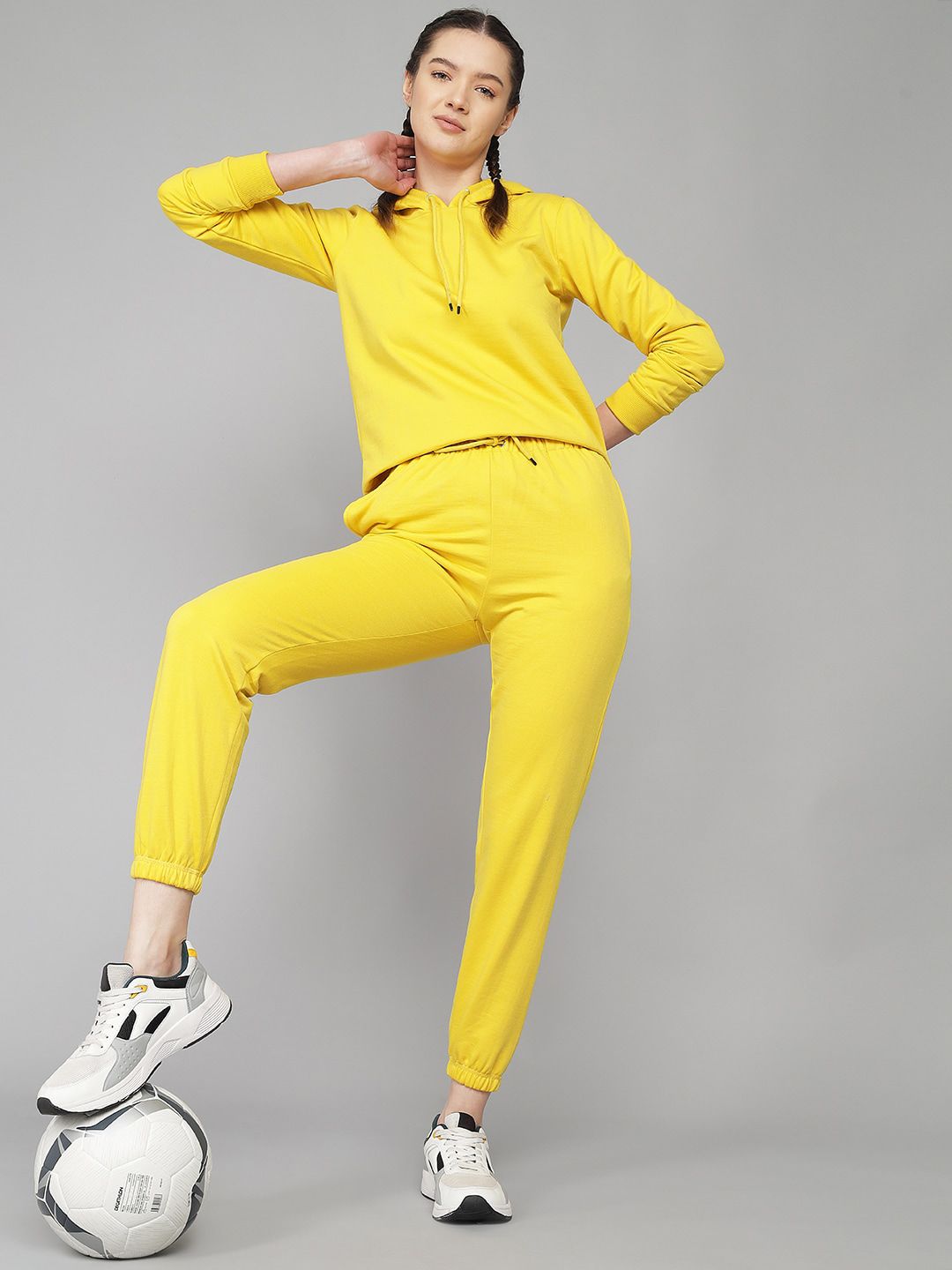Kotty Woman Yellow Hooded Sweatshirt and Sweatpant Set