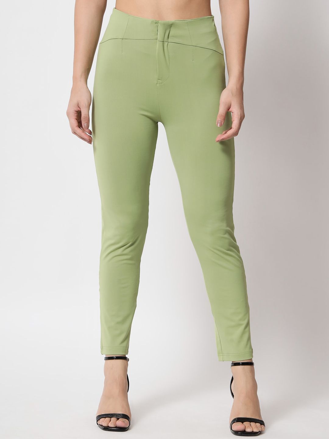 Kotty Women Relaxed Skinny Fit High-Rise Easy Wash Trousers