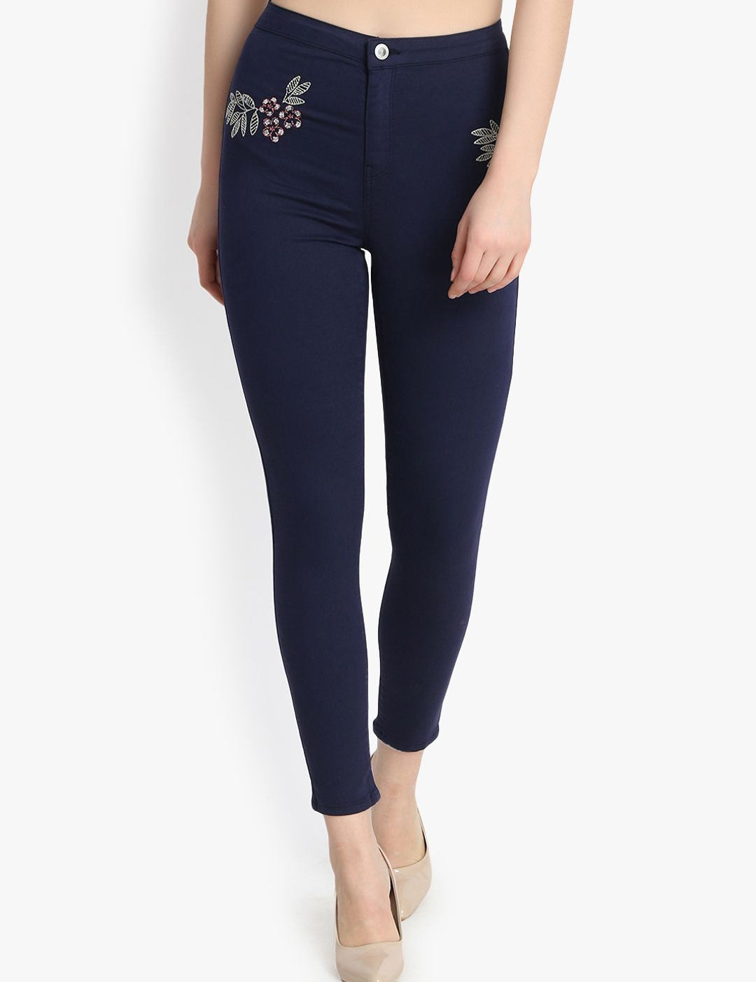 Kotty Women Navy Blue Skinny Fit High-Rise Clean Look Stretchable Jeans