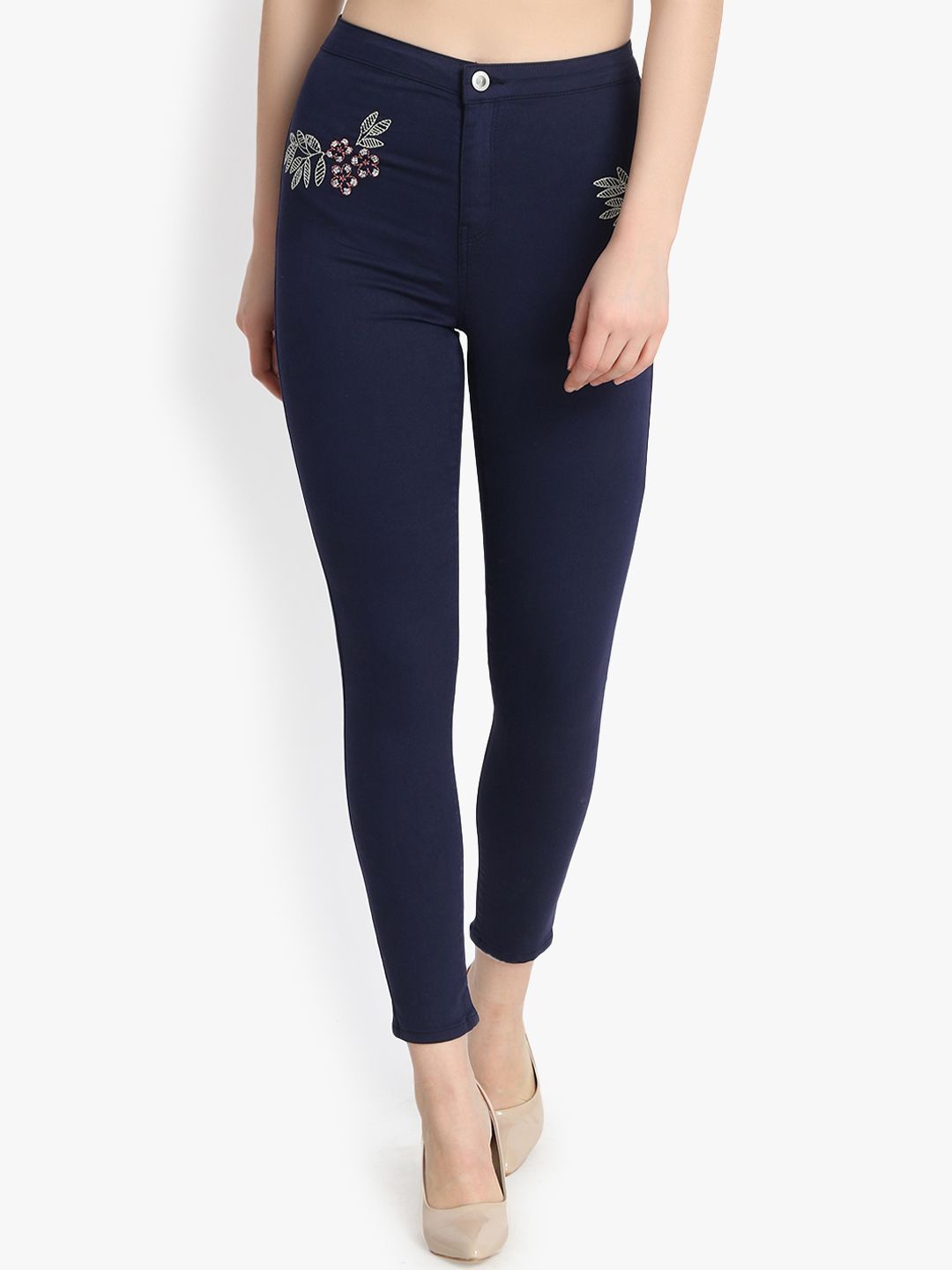 Kotty Women Navy Blue Skinny Fit High-Rise Clean Look Stretchable Jeans