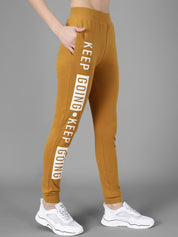 Kotty Women Mustard Yellow & White Printed Joggers