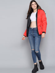 Kotty Women Orange Hooded Puffer Jacket