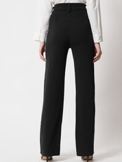 Kotty Women Relaxed Straight Leg Straight Fit High-Rise Pleated Trousers