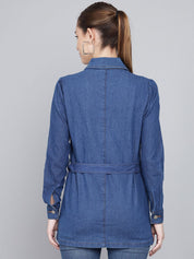 Kotty Women Checked Longline Denim Jacket