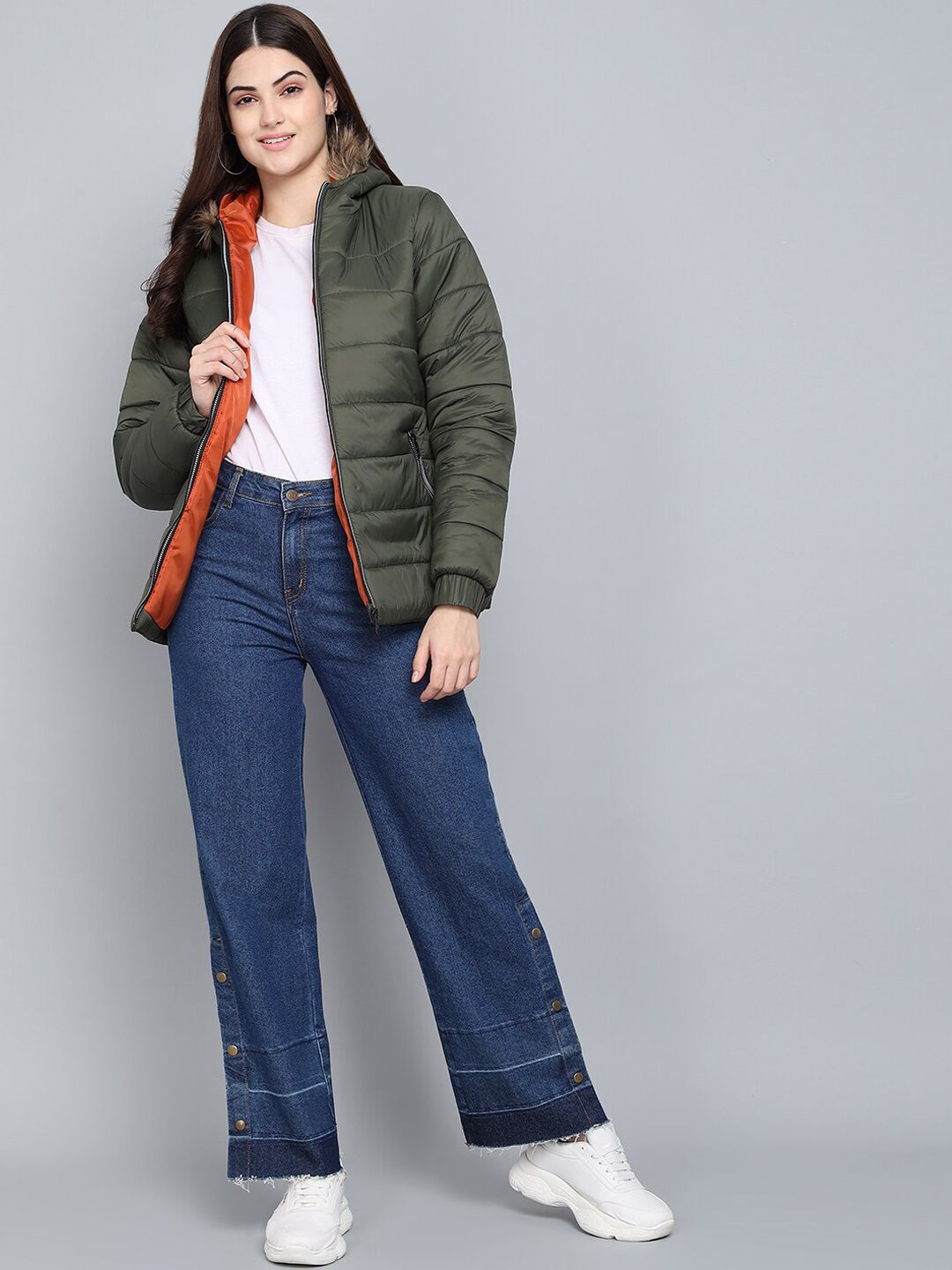 Kotty Women Olive Green Outdoor Padded Jacket