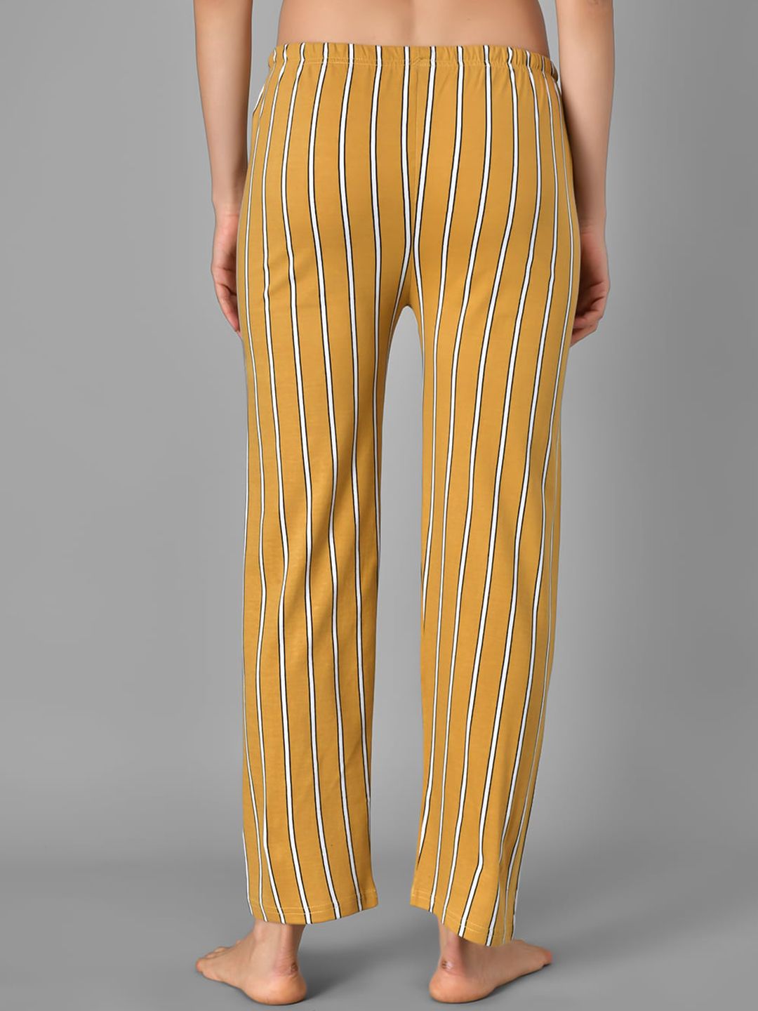 Kotty Women Yellow & White Striped Night Suit