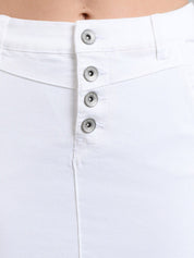 Kotty Women White Solid Denim Pencil Skirt