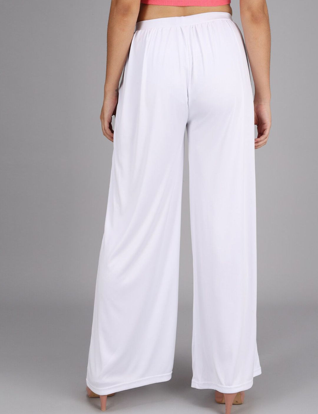 Kotty Women White Flared High-Rise Parallel Trousers