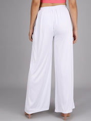 Kotty Women White Flared High-Rise Parallel Trousers