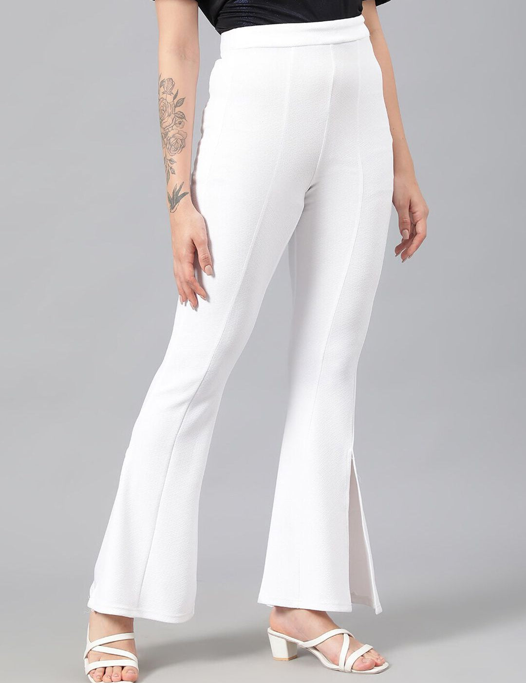 Kotty Women Relaxed High-Rise Easy Wash Flared Bootcut Trousers