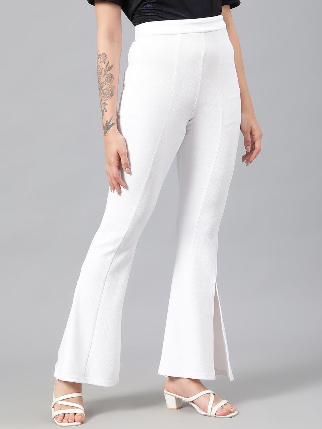 Kotty Women Relaxed High-Rise Easy Wash Flared Bootcut Trousers