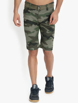 Kotty Men Green Printed Regular Fit Regular Shorts