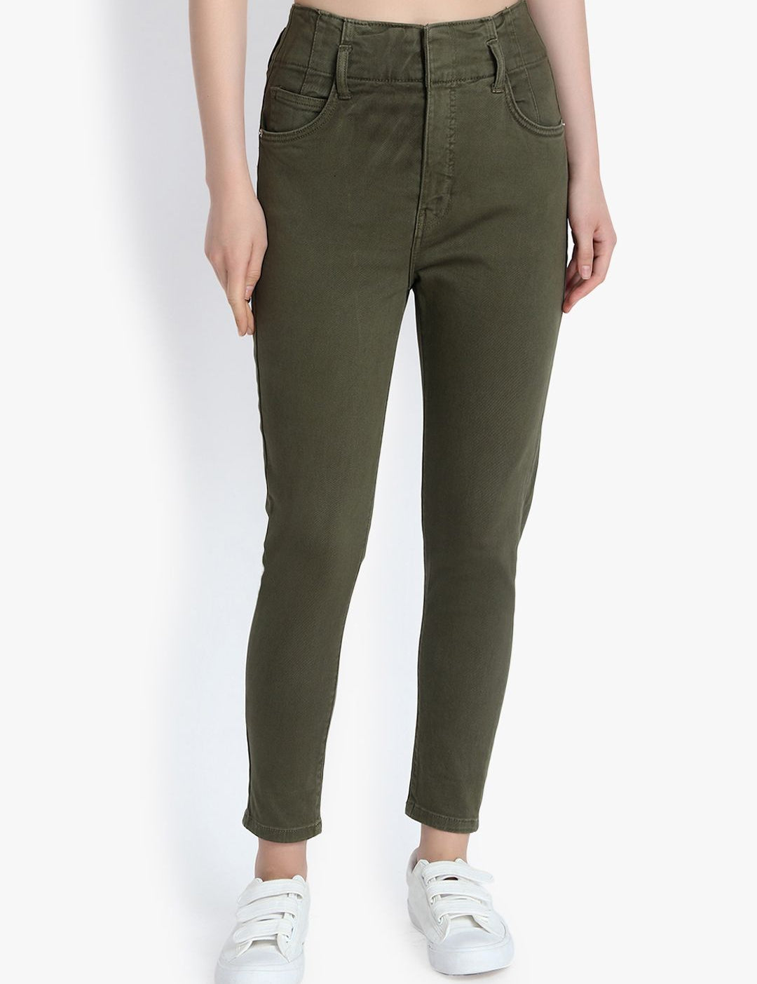 Kotty Women Olive Green Skinny Fit High-Rise Clean Look Jeans
