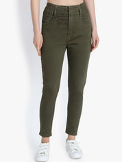 Kotty Women Olive Green Skinny Fit High-Rise Clean Look Jeans