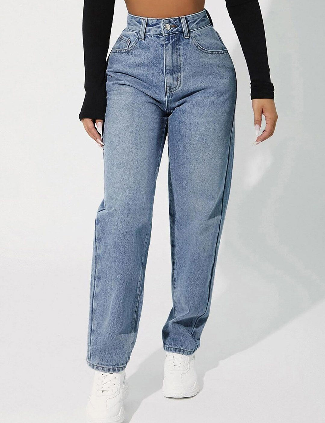 Kotty Women Jean Straight Fit Light Fade High-Rise Stretchable Jeans