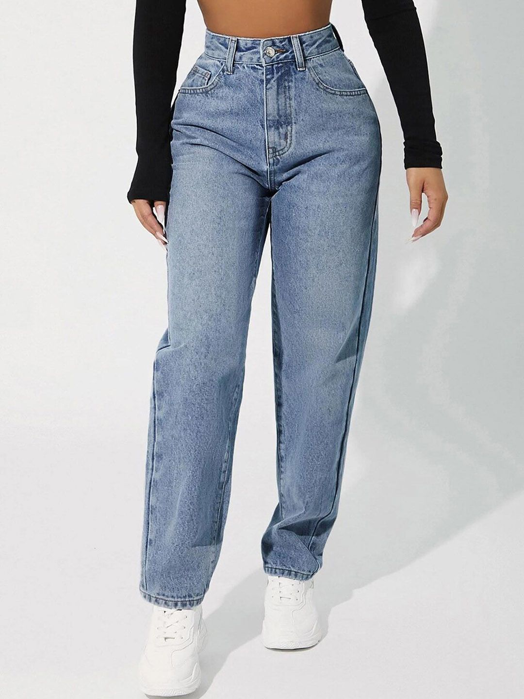 Kotty Women Jean Straight Fit Light Fade High-Rise Stretchable Jeans