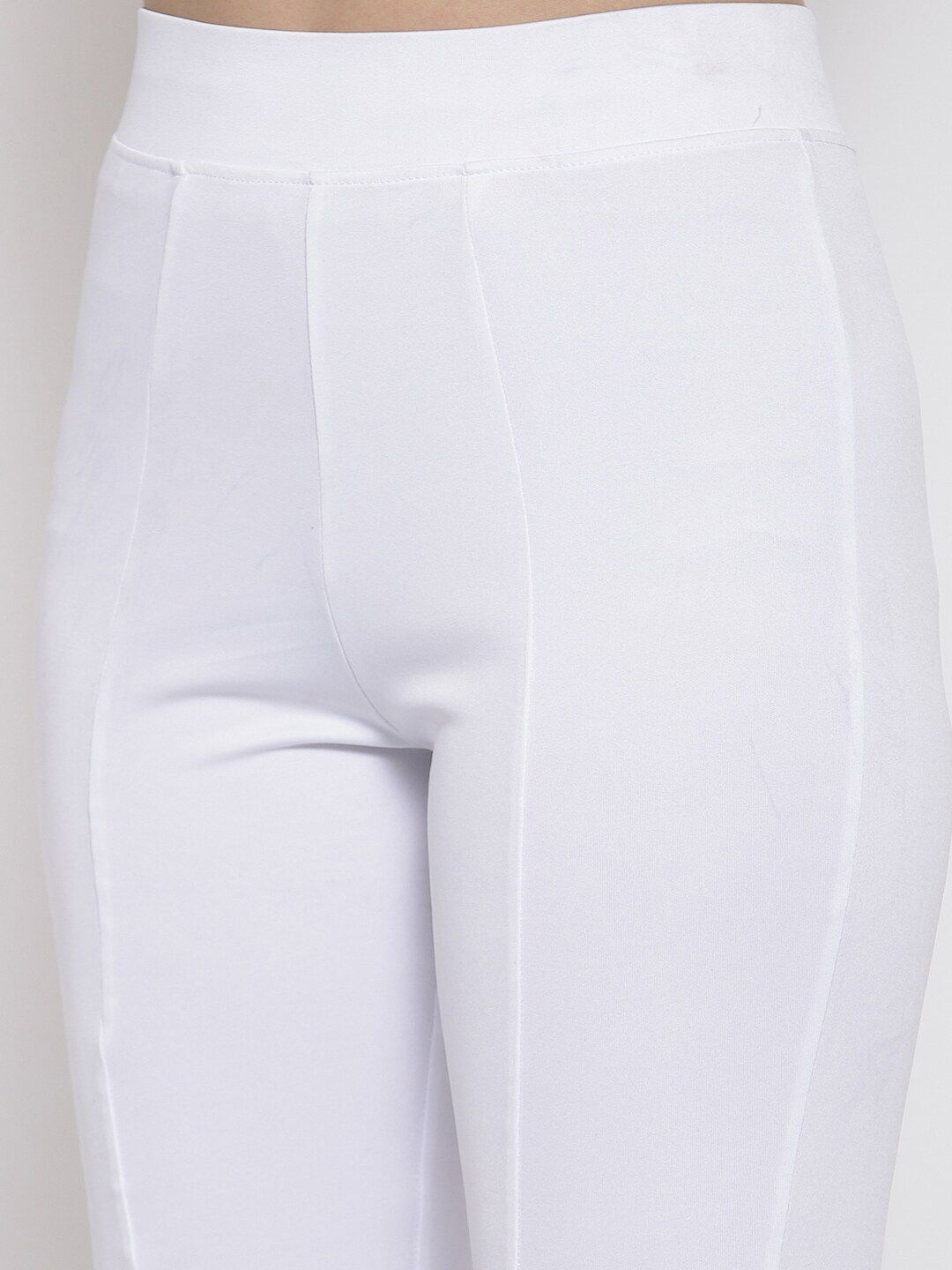 Kotty Women White Flared High-Rise Parallel Trousers