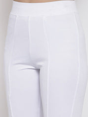 Kotty Women White Flared High-Rise Parallel Trousers