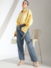 Kotty Women High-Rise Clean Look Stretchable Cargo Jeans