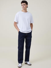 Kotty Men Blue Jean Straight Fit Low-Rise Clean Look Stretchable Jeans