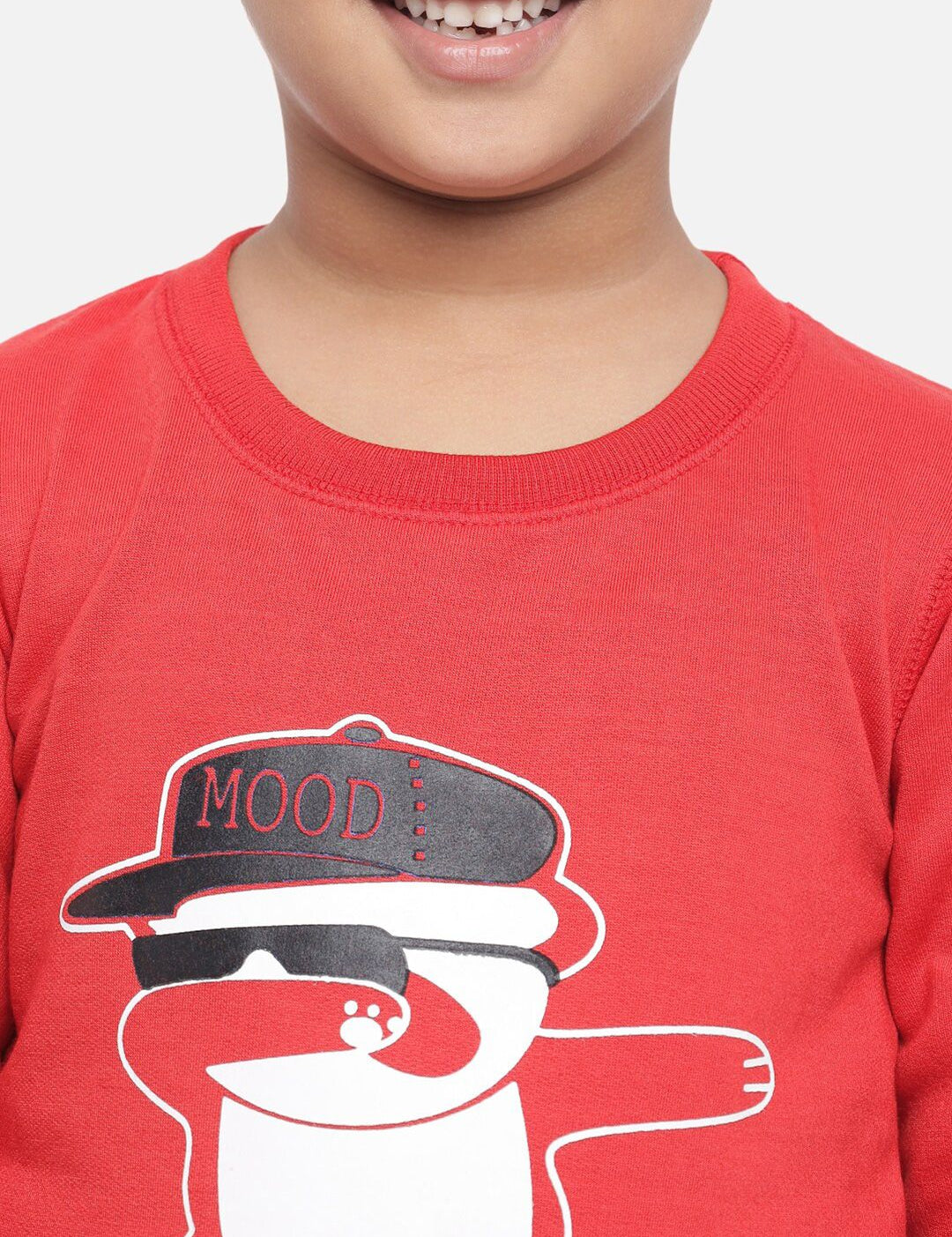 Kotty Boys Red Printed Fleece Sweatshirt