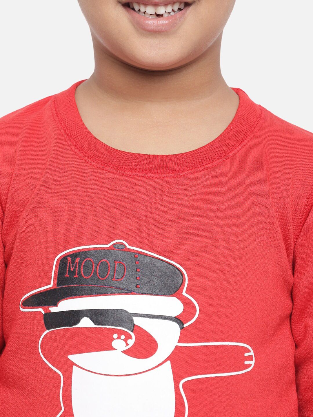 Kotty Boys Red Printed Fleece Sweatshirt