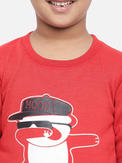 Kotty Boys Red Printed Fleece Sweatshirt